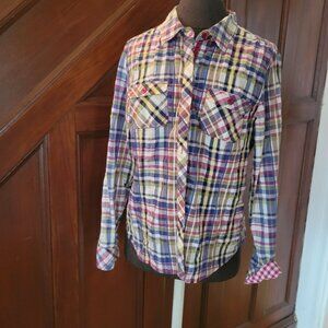 Christopher & Banks Plaid Button-Up Shirt P/L Cotton & Nylon